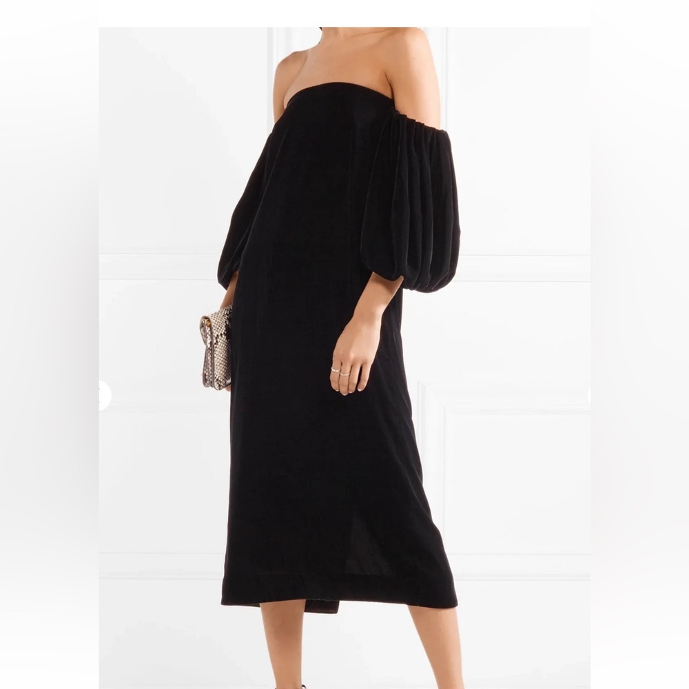 Elizabeth and James Vanna off-the-shoulder velvet midi dress